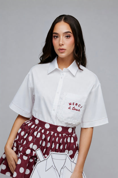 Camisa Merci à Tous Manga Corta