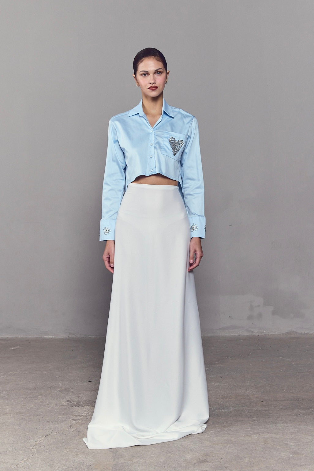 Camisa Crop Top Love Handmade Baby Blue