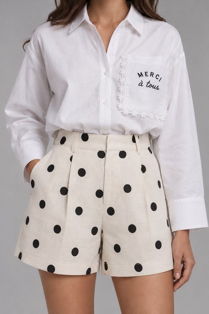 Romina Linen Short Lunares
